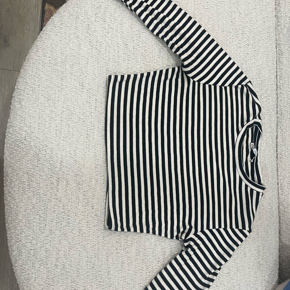 Zara Tops - Zara Black and White Striped Cropped Top